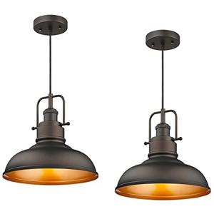Emliviar 2 Pack Farmhouse Pendant Lights for Kitchen Island, 1-Light Ceiling Hanging Lights with Metal Dome Shade, Oil Rubbed Bronze Finish, YE262M1L-2 ORB, Missing Parts