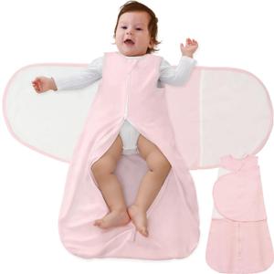 Baby Swaddle Sleep Sack, 1.0 Tog New-Parent-Friendly Swaddle for Newborns & infant 3-6 Months Baby Wearable Blanket Reduce Startle Reflex, Newborn Boys Girls Registry Essentials (Small, Pink)