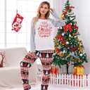 Christmas Family Pajamas Casual Long Sleeve Baggy T-shirt Top And Elastic Pants Matching Set Sleepwear Loungewear, Size Medium