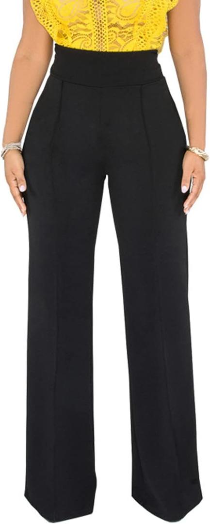 Hoefirm Work Pants for Women Business Casual Stretch Tall Straight Leg Slacks High Waisted Yoga Dress Pants (XX-Large, Black)