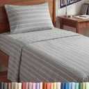 Twin XL Size 3 Piece Sheet Set - Comfy Breathable & Cooling Sheets - Hotel Luxury Bed Sheets for Women & Men - Deep Pockets, Easy-Fit, Soft & Wrinkle Free Sheets - Grey Stripes Oeko-Tex Bed Sheet Set