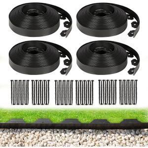 1.5 Inch x 200FT Garden Edging Border, Plastic Edging for Landscaping with 240pcs Spikes