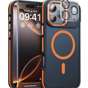 Magnetic 3 in 1 for iPhone 17 Pro Max Case, [OmniDirectional Protection] with 1x Screen Protector + 1x Camera Cover, [Seamless Work with Magsafe] Protective Case for iPhone 17 Pro Max Cosmic Orange