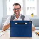 HFcoupe for M4 iPad Pro 13 inch Case 2024, Book Style iPad Pro 7th Generation Cover with Elastic Pencil Holder, Magnetic Closure, Auto Wake/Sleep Embossed Protective Folio for iPad pro 13", Navy