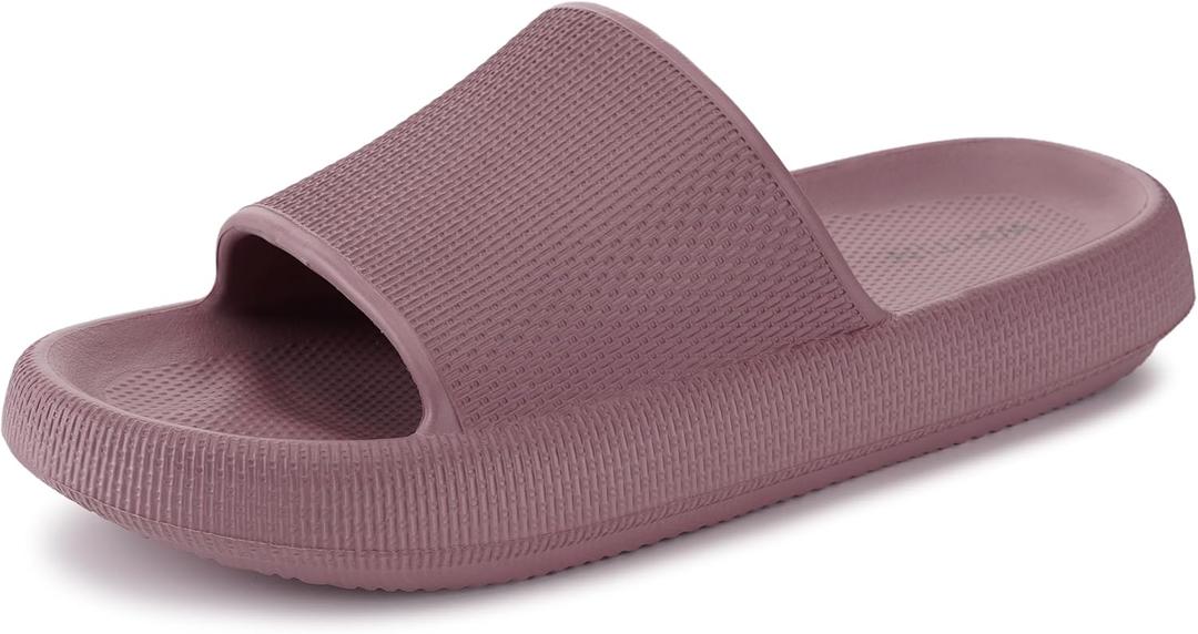 WHITIN Slippers for Women Non Slip | Cushioned Thick Sole Slides | Quick Drying Bathroom Sandals (Pink), 40-41