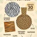 Serves 30 Guest Jungle Safari Zoo Animal Print Birthday Party Supplies Pack 9" Dinner Plates 7" Dessert Plates 12 oz Cups Napkins Zoo Animal Print Jungle Safari Themed