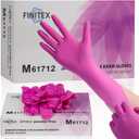 FINITEX Nitrile Disposable Latex-Free Gloves - 3.5mil 100PCS Powder-Free Latex Free Cleaning Medical Exam Food Gloves (Rose Red (Medium 100))