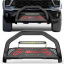 Nilight Bull Bar with Light fits 2019-2024 Chevy Silverado 1500(Excl. 19 LTD Classic) & GMC Sierra 1500(Excl. 19 LTD Classic) Front Bumper Grille Brush Push Guard with Skid Plate Licence Plate Hole