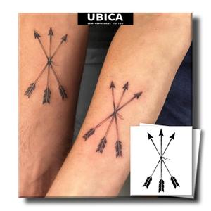 3 x Arrow Semi Permanent Tattoo, 2 Sheets Small 3 Arrows Temporary Tattoos for Arm Chest Leg, Last 1-2 Weeks Waterproof Minimalist Tribal Style Line Symbols for Men Women, Non-Reflective
