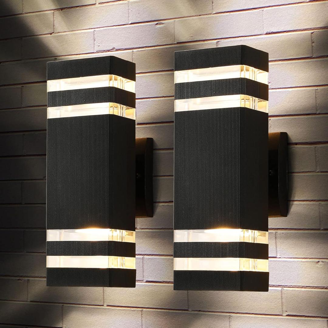 tewei LED Square Up and Down Lights Outdoor Wall Mount Light,14W IP65 3000K 1100LM Warm White, Modern Fixtures Aluminum Waterproof Exterior Lamps for Front Porch Patio Garage