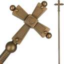 Pope Staff Prop, 45 Inch Detachable Cross Scepter for Priest Costume, Halloween Costume Accessories for Adults, Antique Bronze Theatrical Staff for Cosplay