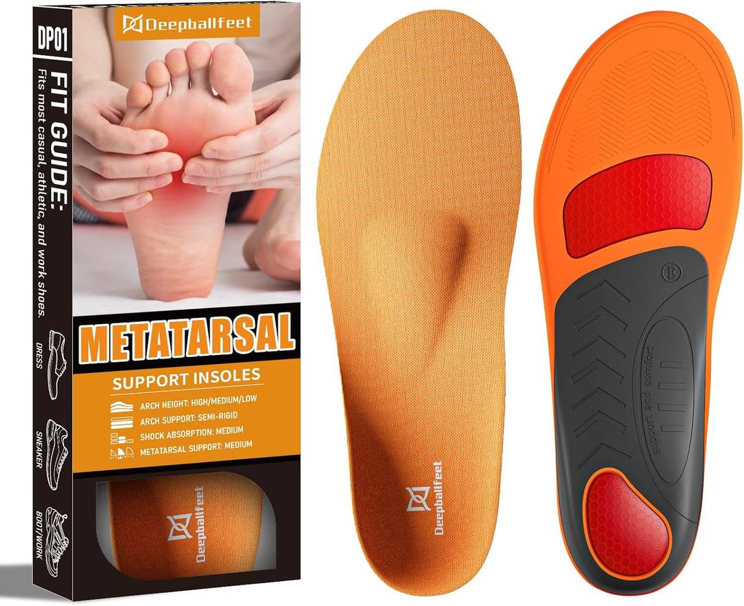 Arch Support Insoles with Metatarsal Pads, Orthotic Inserts for Metatarsalgia, Morton's Neuroma, Plantar Fasciitis, Ball of Foot Pain Relief, Man Women Insole for Standing All Day-D