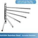 Towel Rack Wall Mounted JSVER Bathroom Towel Rack, Space Saving Towel Holder, 13.4 Inches Swivel SUS304 Stainless Steel Towel Bar, 180 Rotation 6 Arms Towel Racks for Bathroom