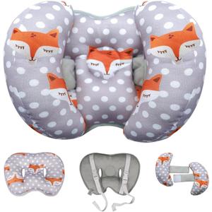 KAKIBLIN Baby Head Neck Support Pillow, 2 in 1 Banana Neck Pillow for Baby, Travel Pillow for Stroller Neck Support for Newborn, Adjustable Pillow for Head (Orange Fox)