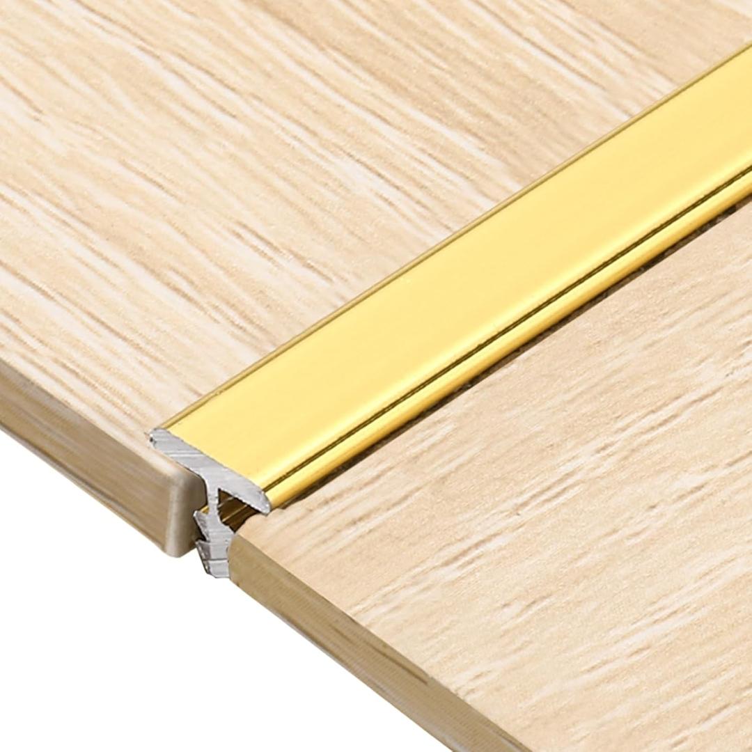 uxcell 3Pcs Aluminum T Molding Floor Transition Strip, 3 FT x 0.24 Inch Floor Divider Trims, Thresholds Strips for Doors and Joining Flooring Gap, Laminate, Wood, Tile, Vinyl, Gold
