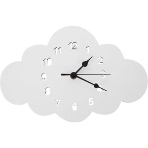 VOSAREA Cloud Shaped Silent Wall Clock Wooden Wall Clock for Nursery Kids Room