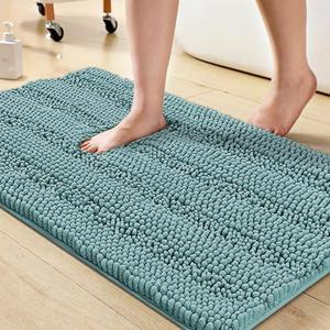 Turquoize Luxury Chenille Bath Rug for Bathroom Rugs Extra Absorbent Bath Mat Non Slip Microfiber Shower Rug for Bathroom Microfiber Shaggy Carpet Rug Size, 20"x 32", Aqua Haze