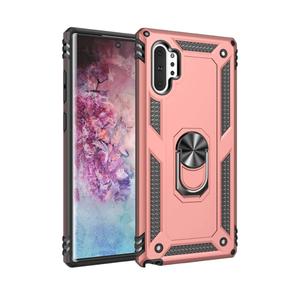 Military Grade Drop Impact for Samsung Galaxy Note 10 Plus Case 5G Metal Rotating Ring Kickstand Holder Magnetic Car Mount Armor Shockproof Case for Galaxy Note 10+ Plus Phone Case Rosegold