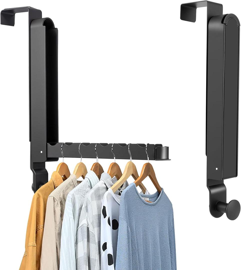 Over The Door Drying Rack, 1 Pack Foldable Over The Door Hooks Hanger for Laundry Clothes Heavy Duty Door Organizer Rack Coat Towels Hanging Storage for Bedroom Bathroom Kitchen (Gray)