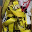 VULCAN Complete Axle Strap Tie Down Kit with Wire Hook Ratchet Straps - Classic Yellow - Includes (4) 22 Inch and (4) 36 Inch Axle Straps, and (4) 15' Wire J Hook Ratchet Straps