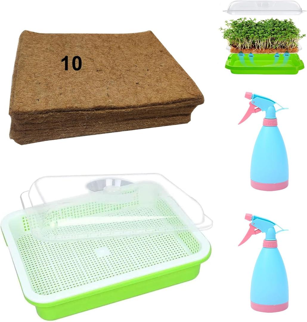 10 PCS 8.46" X 10.6" Microgreens Growing Medium Hemp Jute Mat,Hydroponic Growing Tray,Microgreens Starter Kit Indoor for Watercress Wheatgrass Others