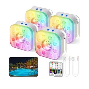 HL Pool Lights,Rechargeable Submersible LED Lights with Remote,Waterproof Magnetic Floating Light,Underwater Battery Spotlight for Above Ground/Inground Swimming Pools,Hot Tubs,Fountains-4 Pack