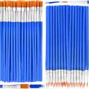 36 Pcs Paint Brushes Bulk, Flat and Tip Round Acrylic Paint Brushes, Nylon Hair Artist Brush for Classroom Crafts All Purpose Oil Watercolor, Face Nail Painting Touch Up