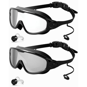 Rantizon Swim Goggles 2 Pack, Wide View Anti Fog&UV Swimming Goggles for Audlt, No Leaking Swim Glasses for Men Women Youth