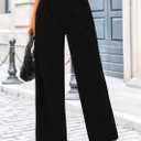 KIRUNDO Corduroy Pants Women High Waisted Wide Leg Pants Casual Winter Chenille Straight Loose Comfy Trousers with Pockets(Black, 4)
