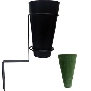 Metal Cemetery Flower Vase for Grave Cemetery Decorations for Grave Cemetery in Ground with Stakes and Floral Foam Blue