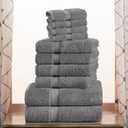 Superior Egyptian Cotton Pile 10 Piece Towel Set, Includes 2 Bath, 4 Hand, 4 Face Towels/ Washcloths, Ultra Soft Luxury Towels, Thick Plush Essentials, Guest Bath, Spa, Hotel Bathroom, Charcoal