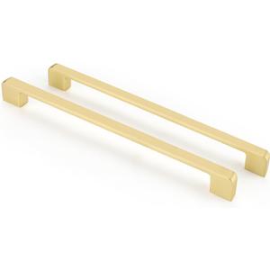 Rergy Cabinet Pulls Kitchen Handles for Cabinets, 10Pack Gold 10inch Hole Center, Square Drawer Hardware Zinc Alloy Dresser Handle for Cupboard