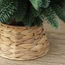 Slsxip 7.5-Inch Mini Christmas Tree Collar, Handcrafted Woven Hyacinth Holiday Rattan Tree Skirt Accessory-Natural