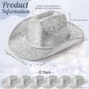 12 Pcs Cowboy Hat Sparkly Glitter Neon Cowgirl Hats (Silver)