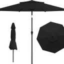 9ft 2-Tiers Patio Umbrella,Outdoor Market Table Umbrella with Push-Button Tilt & Crank | UV Protection,Suit for Backyard,Garden,Pool,Deck