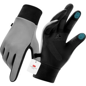 GXCROR Winter Gloves with Windproof & 3M Thermal Insulation, Touchscreen & Anti-Slip, Ideal for Running, Cycling, Hiking, Driving, and Outdoor Activities (Gray)