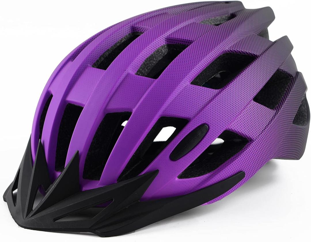 Adult Bike Helmets, Adjustable Mens Womens Bicycle Helmet, Lightweight Road Mountain Cycling Safety Sports Helmets with Detachable Visor (L:58-62cm/22.8''-24.4'', Purple)