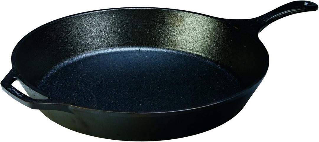 Lodge 15 Inch Cast Iron Pre-Seasoned Skillet  Signature Teardrop Handle - Use in the Oven, on the Stove, on the Grill, or Over a Campfire, Black