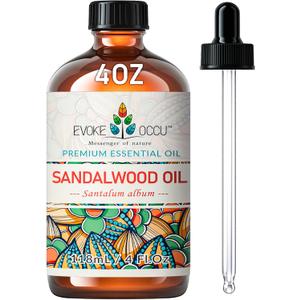 EVOKE OCCU Sandalwood Essential Oils for Skin Care, Diffuser, Perfume, Candle and Soap Making - 4 FL Oz