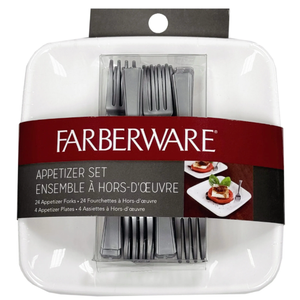 Farberware Mini Appetizer Set. 24 Plates, 24 Forks