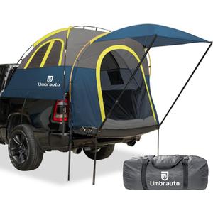 Umbrauto Truck Bed Tent with Awning: 6.4-6.7FT PU3000mm Waterproof Tailgate Pickup Truck Tents, Easy Set-up for 2 Person, Fits Full Size Short Bed, Chevy, Dodge, Ford, GMC, Blue