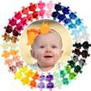 Baby Girls 4.5 Inch Grosgrain Ribbon Boutique Hair Bows Headband, 30 Colors - Fantastic Hair Accessories for Baby Girls, Infants, Toddlers, Kids, Children & Teens