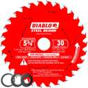 Diablo Steel Demon Carbide Saw Blade for Medium Metal - 5-3/8" x 30-Teeth, 20mm Arbor, .059" Kerf, 2 Hook Angle, .039" Plate, 6000 Max RPM - D053830FMX