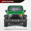 Front Grill Compatible with 2007-2018 Jeep Wrangler JK JKU, Shark Grille w/DRL Turn Signal Lights, Matte Black