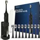 Diamond Style - Sonic Electric Toothbrush for Adults and Kids, Comes with 10 Brush Heads & Travel Case, 5 Modes with 2 Minutes Built in Smart Timer, One Charge for 90 Days, 42,000 VPM Motor (Black)