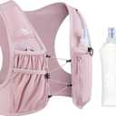 Running Vest for Women Men, USA Original Patent, Adjustable Chest Straps Running Hydration Vest with 500ml Soft Flask, Lightweight Reflective Hydration Backpack for Marathon (X-Small-Small, Pink)