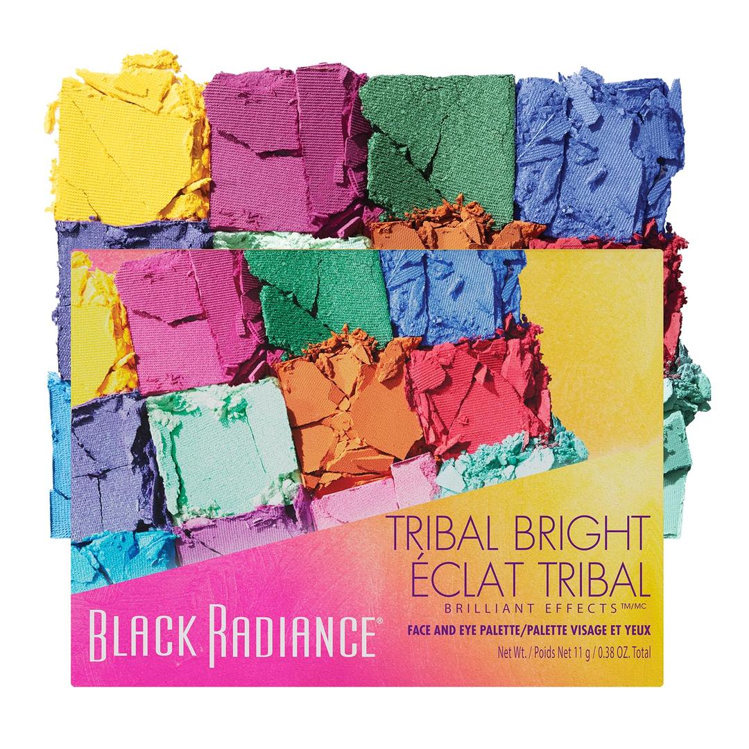 Black Radiance Brilliant Effects Eye Shadow Palette, 12 Intense Ultra Pigmented Powder, Buildable & Blendable Versatile Satin to Shimmer Finishes, Cruelty-Free & Vegan - Tribal Bright