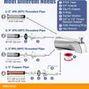 Universal Bathtub Tub Spout with Diverter, Fits 1/2" Slip-Fit Copper Pipe and 1/2" IPS & 3/4" IPS Thread Connections, Bathroom Tub Faucet Replacement with Adapters, PTFE Tape and Hex Wrench (Chrome)