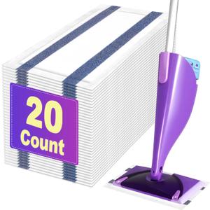 Mop Pads Refill Compatible with Swiffer Wet Jet Spray Mops, Disposable Wet Jet Mopping Pads for Multi-Surface Floor Cleaning, Multi-Layer Thickening and Super Absorbent, 20 Count
