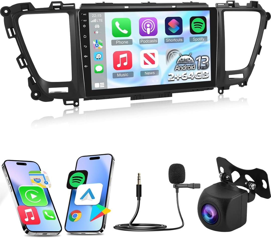NHOPEEW [2+64G] Car Stereo for Kia Carnival Sedona 2014-2020, 9 inch Touchscreen Android Radio - Wireless Carplay and Android Auto, DSP, WiFi, GPS, Mirror Link, SWC + AHD Backup Camera + Canbus